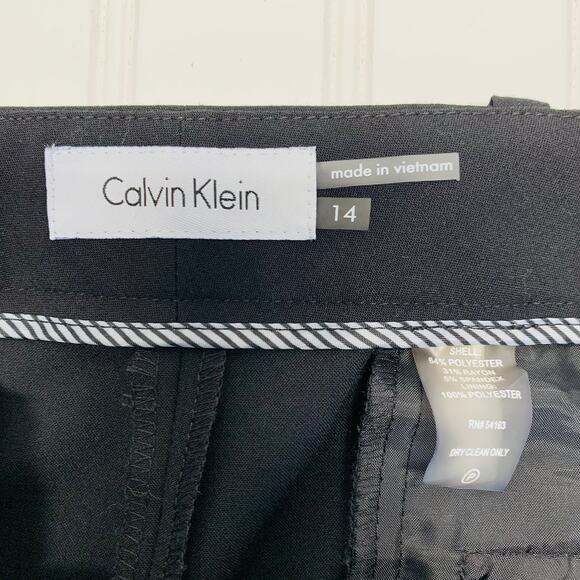 Calvin Klein Black Flat Front Trousers Sz 14 - Picture 6 of 6